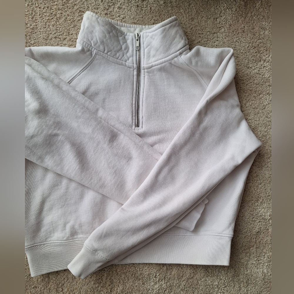 Frank & Oak White Quarter-Zip Pullover